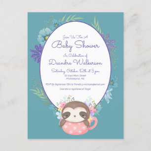 Baby Shower   Sloth Polka Dot Tea Cup Postcard