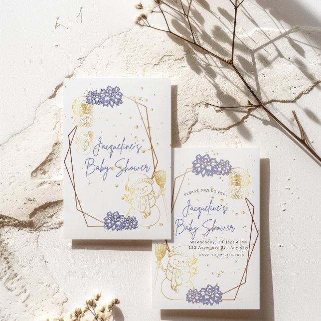 Baby shower snowman Purple theme Invitation Card (Creator Uploaded)