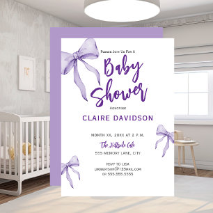 Baby Shower Soft Purple Bows Invitation