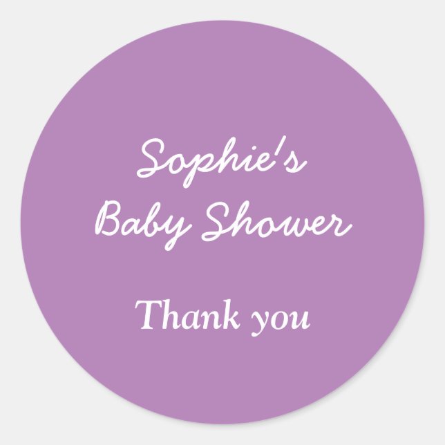 Baby Shower Soft Purple Thank You Sticker (Front)