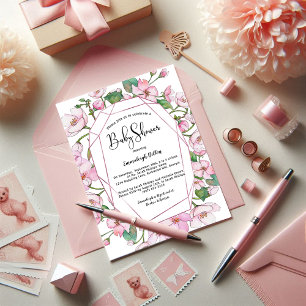 Baby Shower Spring Pink Floral Invitation