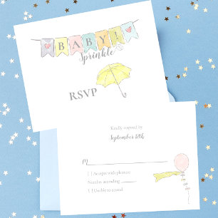 Baby Shower Sprinkle Banner and Umbrella RSVP Card