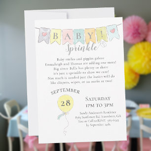 Baby Shower Sprinkle Banner Balloons & Bear Invitation
