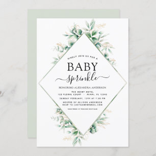 Baby Shower Sprinkle Eucalyptus Geometric Invitation