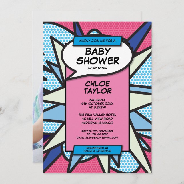Baby Shower Sprinkle Modern Gender Reveal Photo Invitation (Front/Back)