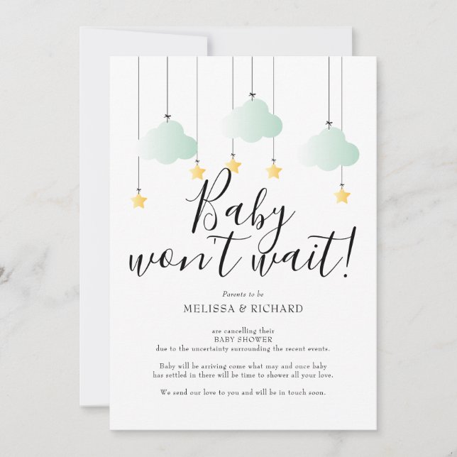 Baby Shower, Sprinkle Neutral Cancellation Card (Front)