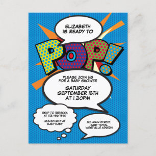 Baby Shower Sprinkle Photo Modern Fun Comic Blue Invitation Postcard