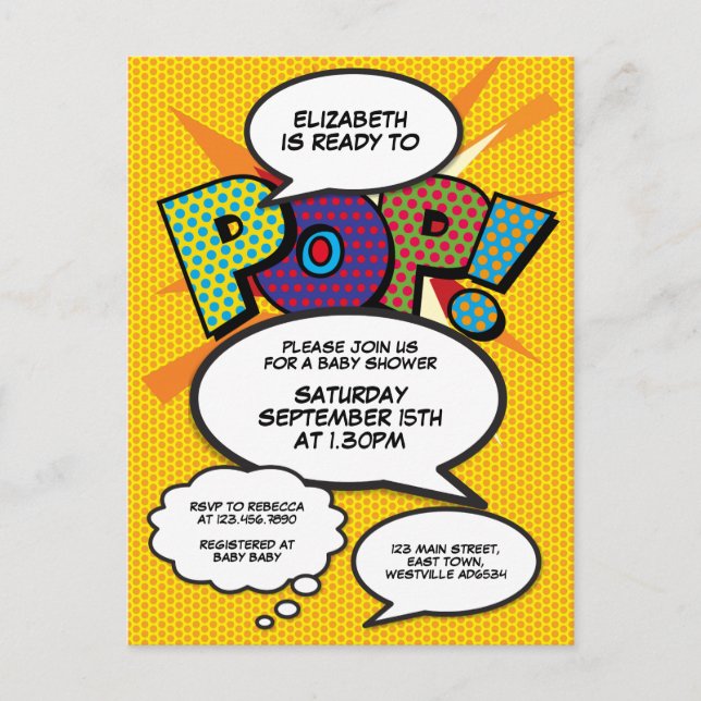 Baby Shower Sprinkle Photo Modern Fun Comic Invitation Postcard (Front)