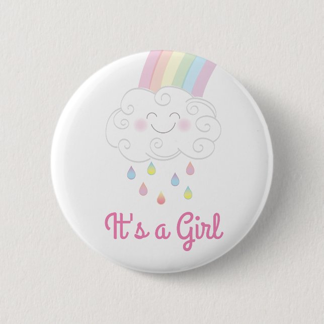  Baby Shower Sprinkle Rainbow Raindrop Cloud 6 Cm Round Badge (Front)