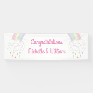 Baby Shower Sprinkle Rainbow Raindrop Cloud Banner