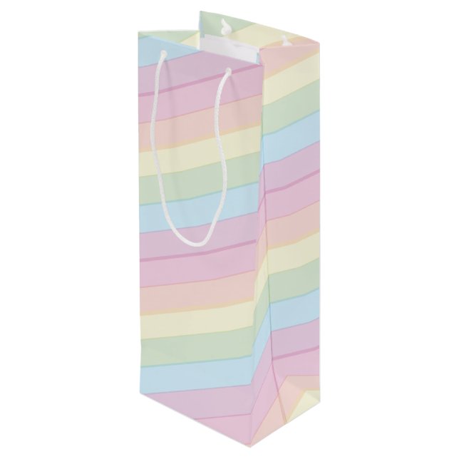  Baby Shower Sprinkle Rainbow Raindrop Cloud Wine Gift Bag (Back Angled)