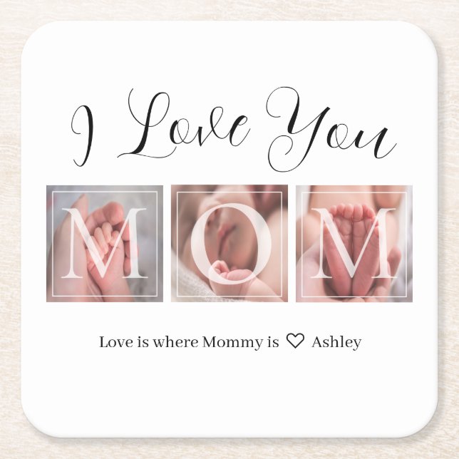 Baby Shower Square Paper Coaster (Front)