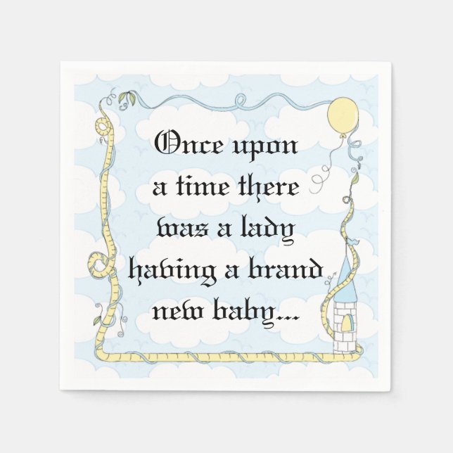 Baby Shower Standard Cocktail Napkin Castle Yel/Bl (Front)