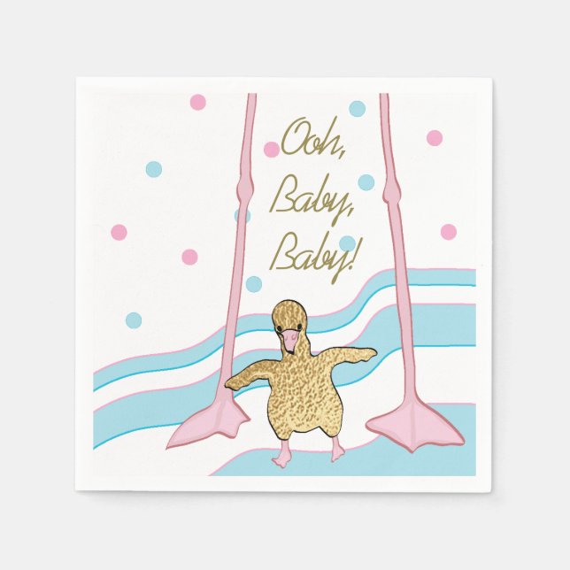 Baby Shower Standard Napkin "Gold Flamingo Baby" (Front)
