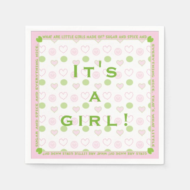 Baby Shower Standard Napkin "Sugar and Spice" (Front)