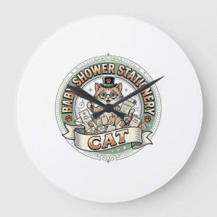 Baby Shower Stationery Cat Baby Shower Stationery  Large Clock