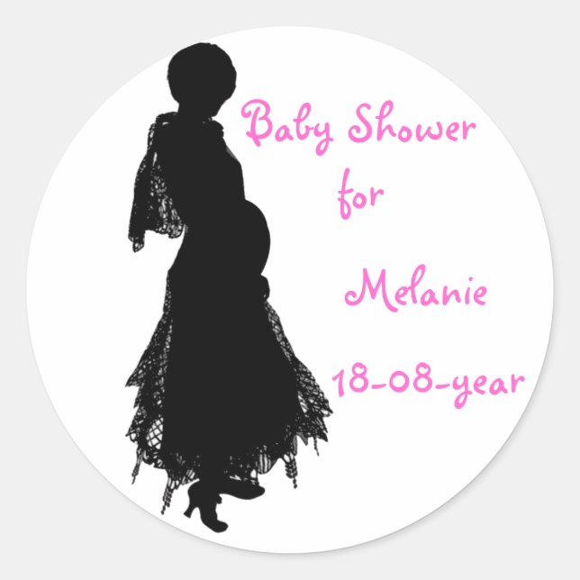 Baby Shower sticker, classy Classic Round Sticker (Front)