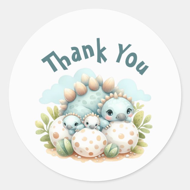 Baby Shower Sticker Dinosaur Dino Mite Party (Front)