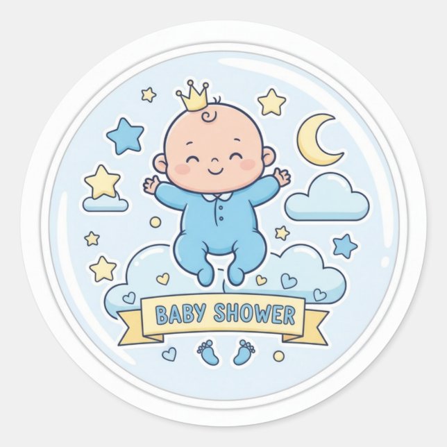 Baby shower sticker for boy (Front)