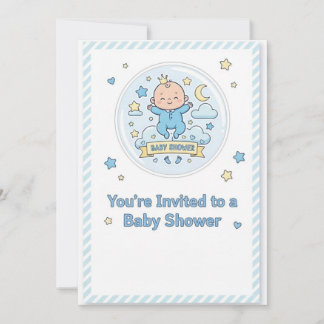Baby shower sticker for boy invitation