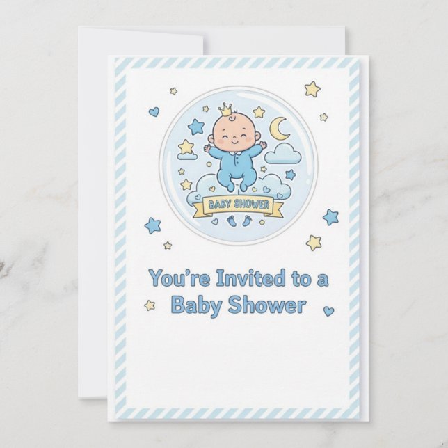 Baby shower sticker for boy invitation (Front)