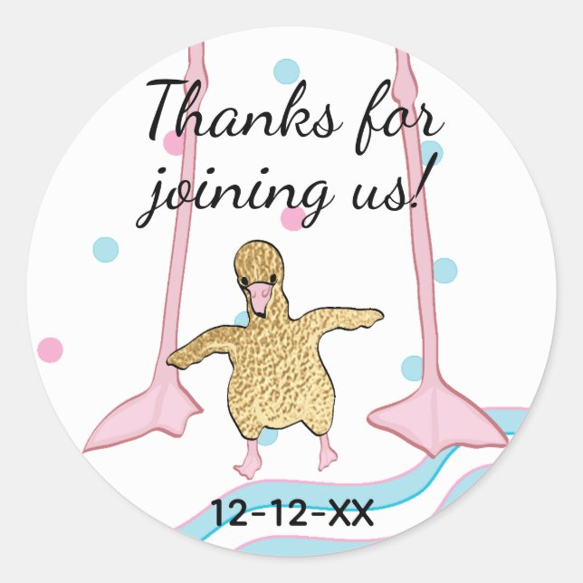 Baby Shower Stickers "Gold Baby Flamingo & Mummy" (Front)