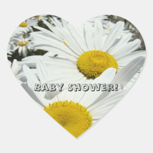 Baby Shower! stickers heart shaped White Daisies