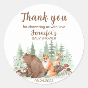 Baby shower stickers Woodland thank you stickers