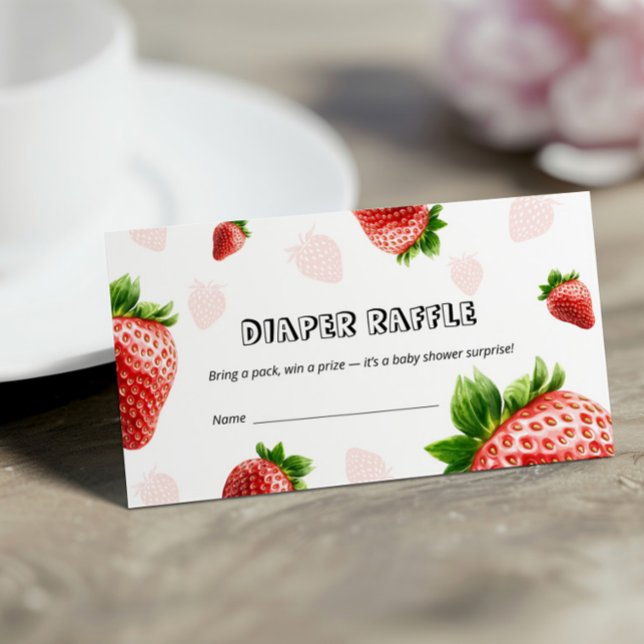 Baby shower Strawberry Diaper Raffle card  (Creator Uploaded)