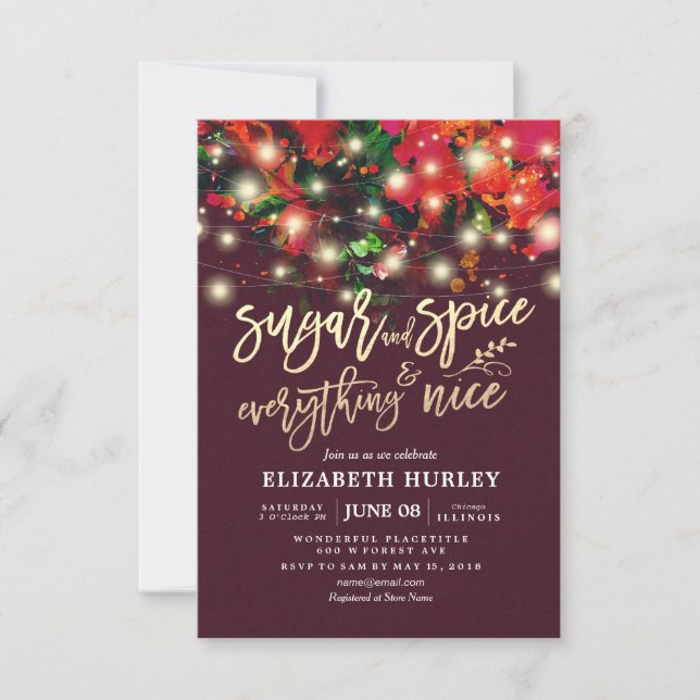 Baby Shower Sugar & Spice & Everything Nice Flower Invitation (Front)