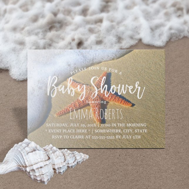 Baby Shower Summer Beach Starfish Invitation (Creator Uploaded)