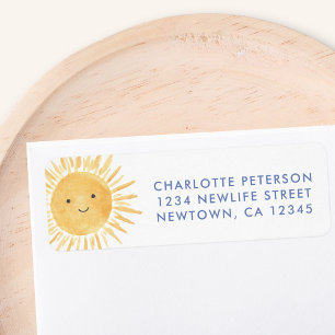Baby Shower Sun Return Address Label