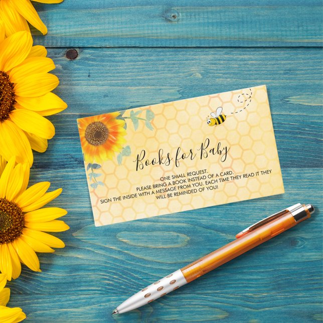 Baby shower Sunflower bee book request  Enclosure Card (Creator Uploaded)