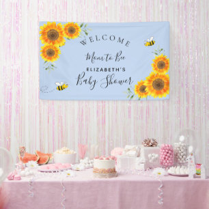 Baby Shower sunflowers boy blue mum to bee rustic Banner
