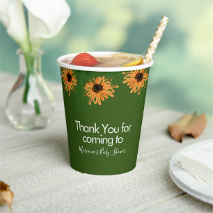 Baby Shower Sunflowers Greenery Thank You Paper Cu Cups