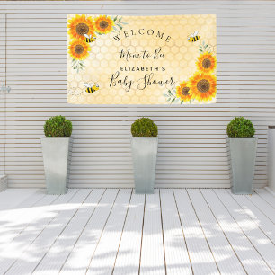 Baby Shower sunflowers honeycomb mum to bee Banner