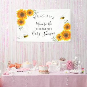 Baby Shower sunflowers white mum to bee rustic Banner