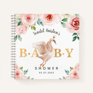 Baby Shower Swan Floral Guest Book