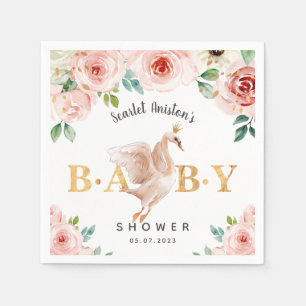 Baby Shower Swan Floral Napkin