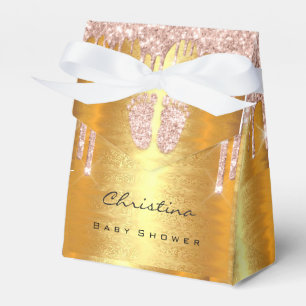 Baby Shower Sweet Feet Drips Rose Gold Glitter  Favour Box