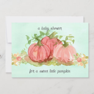 Baby Shower Sweet Little Pumpkin Pink Roses Invitation