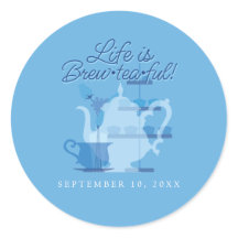 Baby Shower Tea Party Cute Minimalist Chic Blue