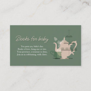 Baby Shower Tea Party Cute Minimalist Chic Green Enclosure Card