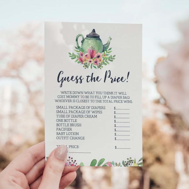 Baby Shower Tea Party Guess the Price Game Card (Creator Uploaded)