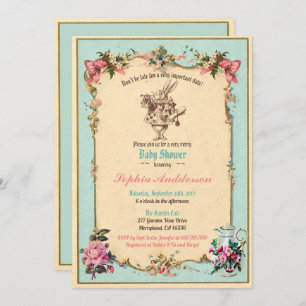Baby shower tea party sip and see teal invitation