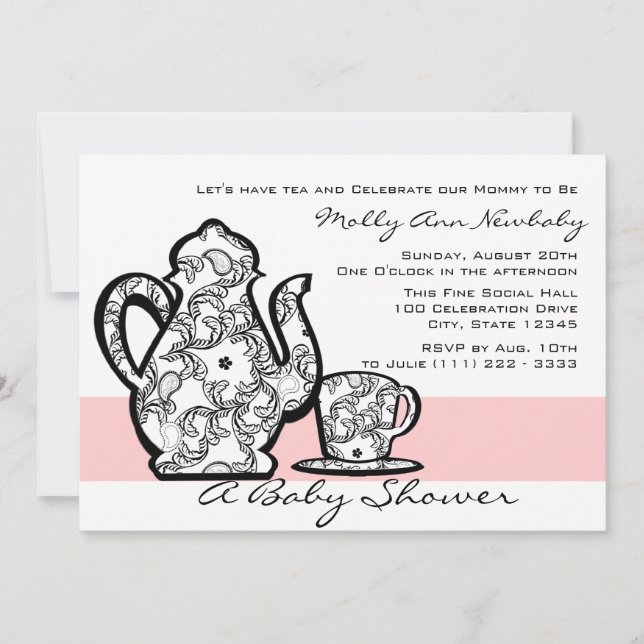 Baby Shower Tea with Changeable Colour Invitation (Front)