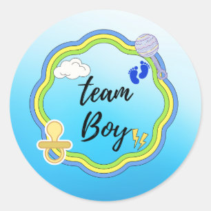 baby shower,TEAM BLUE Gender Reveal . Classic Round Sticker