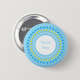 Baby Shower "Team Boy" Blue & Yellow Polka Dots 6 Cm Round Badge