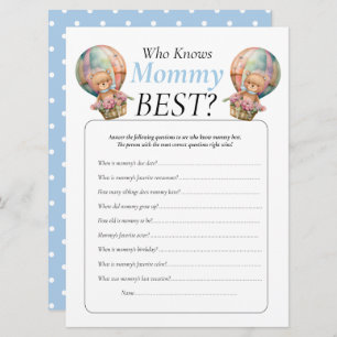 Baby Shower teddy balloons Boy Who Knows Mummy    Invitation