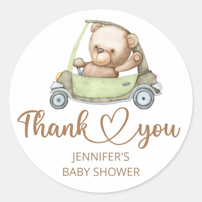 Baby Shower Teddy Bear Baby Bear Classic Round Sticker (Front)